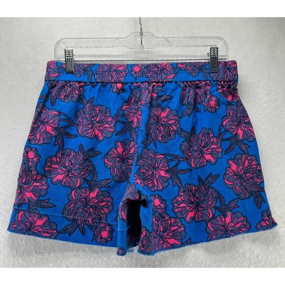 J.Crew Shorts Womens Size 4 Floral Print Elastic Waist Mini Linen Cotton Blue - Picture 3 of 11
